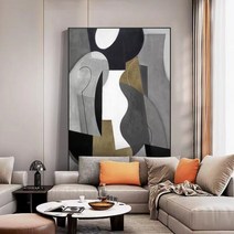 북타워 코너선반 사다리 모듈 파티션 100% 수제 유화 캔버스 월 아트 현대 추상 작품 홈 인테리어 그림 거실 침실 식당 장식, 117.80x160cm unframed - Unfram