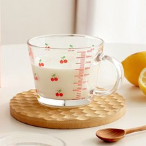 레트로 앵두 유리 계량컵 350ml 베이킹 시리얼 이유식 눈금 계량 비커컵
