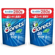일본 Clorets 클로레츠 껌 후레시 민트 츄잉 일본껌 풍선 버블 280g 2팩, 2개