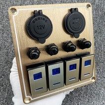 디지털 전압계 전압 디스플레이 로커 스위치 패널 트럭 캠퍼 RV 요트 마린 카 4/6 갱 듀얼 USB 슬롯 소켓 12 V 24V, CHINA, NF4 gang gold