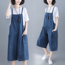 여성 청바지 멜빵바지 7부 오버핏 데님 점프수트 쿨03