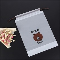 [셀러허브잡화] [라일리] Rly 곰돌이 방수 비닐 파우치 다회용 끈 투명 소 DD-121