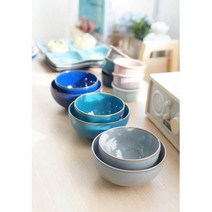 국산 세련 감각 그라데이션 공기 대접 예쁜대접선물 주방용품, 공기/진블루