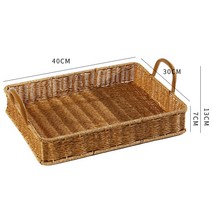 베이커리 진열 라탄 바구니 왕골 과자 전시 쇼케이스 제과점 디스플레이 정리 카페 과일 인테리어 디피, 라이트카멜40X29X7/13cm더블핸드업그레이드
