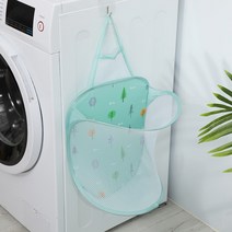 세탁 바구니 걸이형 매쉬 메쉬 그물 망 빨래 바구니 보관 수거 분리 함 민트