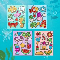 만들기자랑 여름 포일아트/홀로그램/만들기재료/도안 스티커 만들기/공예재료/여름 호일아트, 여름포일아트-해변B