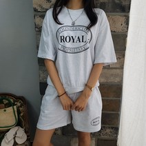 상상그이상 여성용 국내제작 로얄세트 레터링 포인트 편안한 반팔티 허리밴딩 반바지 명절에 입기 좋은 베이직한 트레이닝 가볍고 예쁜 원마일웨어 홈웨어룩