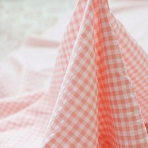 [러브원단] 대폭)잔체크 양면 시어서커(지지미)6color, 코랄핑크