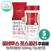 콜레우스 포스콜리 추출물 분말 가루 정 체지방감소도움 식약처인증 건강기능식품, 5박스, 60정 (1개월분)