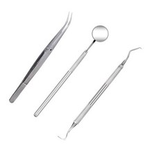 구강 치경 치아 거울 3Pcs 이쑤시개 관리 전문 치과 위생 키트 스케일링 악기 Tarter Scraper 입, Silver