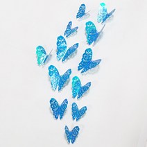 아이방 집꾸미기 포인트 12Pcs 3D 나비 벽 스티커 업 보라색 파란색 거실 냉장고 장식 소품 DIY 아트 벽화 룸, [07] Blue-Style A
