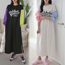 봄 빅사이즈 오버핏 A 프린팅 고퀄리티 롱원피스 박스원피스 임산부 원피스 빅사이즈 여성 트임 원피스