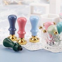 실링 왁스 파스텔톤 스탬프 손잡이 미니 도장 인주 스탬프 청첩장 편지 꾸미기, 파스텔톤_연핑크