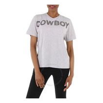 Filles A Papa Ladies T-Shirt Grey Distressed Cowboy Print Brand Size 161061000-41-GREY