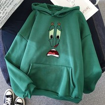 스폰지밥 집 어항 피규어 스펀지밥 네모바지 촉수 패트릭 스타 후드 스웨터 플러스 벨벳 패딩 커플 착용 풀오버 블라우스 여성, m, h