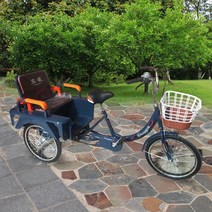 어른세발자전거 성인용 인력거 카고 장보기 자전거, 와인레드빅카버켓-내경길이68폭48