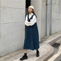 네추럴 파스텔 코듀로이 점프수트 치마 골덴 앞치마 원피스 정유미 fa153