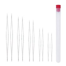 GHSHOP 비즈 바늘 10개와 보관 상자(5가지 크기), 실버, 스틸 PVC