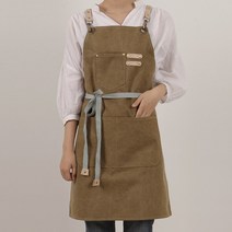 (무료 자수각인) 빈티지 캔버스 앞치마_ 카페 공방 방수 바리스타 (사은폼), M, 카키브라운