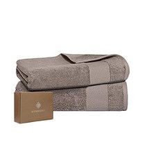 BIOWEAVES 100% 유기농 면 700 GSM 플러시 6피스 타월 세트 GOTS 인증 목욕 2개 핸드 및 수건 화이트 미국직송, Pack of 2 Bath Towels, 회갈색