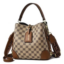 심쿵) 체크무늬 빈티지 버킷백 토트백 여성 프린트 넓은끈가방 F703