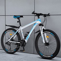 21속 24속 24인치 26인치 여성 남성 흙받이 산악 성인 MTB 자전거 BSE1-2, 베이직B 화이트&블루