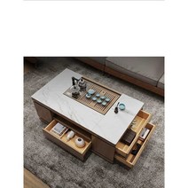 거실 리프트 테이블 소파 업 트랜스포머 좌식 탁자, 1.5 (월넛 화이트 수납장+블랙 조리대)