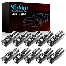Yorkim 194 LED 전구 앰버 Canbus 오류 없는 3SMD 2835 칩셋 T10 내부 돔 맵 도어 커티시 번호판 트렁크 조명 168 W5W 2825 소켓 1팩 0, Green