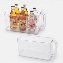 [리본제이]리메이크 수납 정리 트레이 냉장고 보관용기 음료정리 수납함 핸들형 L, 리메이크 수납 정리트레이 (핸들형/L)