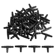 50pcs 스프링클러 관개 4/7mm 티 파이프 바브 호스 피팅 조인 드립 시스템, 검은색, 오십 개