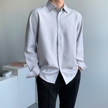 남자 오버핏 텐션 폴리 셔츠 봄 가을 코디 세미 남방 구김없는 와이셔츠 옷