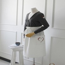 플라워클래스 화이트 리본 허리앞치마 카페유니폼 교사 미술학원 미용 바리스타 꽃집, 하트