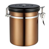 엘빈스 배기 밸브 스테인리스 스틸 밀봉 커피보관용기 1.8L, 1개, 골드