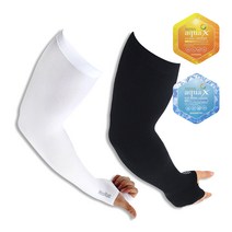 말랑이어 효성 아쿠아엑스 쿨 토시 팔 토시 냉감소재 자외선 차단 골프 등산 자전거 운동 남성 여성 손등, 효성 아쿠아엑스 무봉제 쿨토시 냉감소재 손목형 화이트