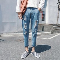 이지핏 SAHARA 남자청바지 빅사이즈 중청 데미지 난스판 데님 남자청바지 빅사이즈 데미지 남자빅사이즈 청바지 남성청바지 남성빅사이즈 보세옷 데님
