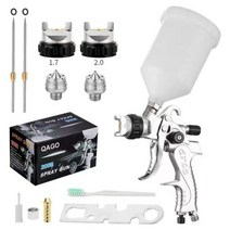 에어 브러쉬 네일 프라모델 도색 전문 HVLP 스프레이 건 141720mm 노즐 중력 브러시 자동차 페인팅 물 기반 가구 벽, 1.7 2.0 Black
