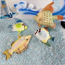 여름 바다 파도 열대어 물고기 바다 그물 인테리어 소품 디자인 아이디어 상품, 빅야자수브라운
