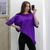 이힝 라벨포인트 무지 박스 기본 반팔 루즈핏티셔츠 티셔츠