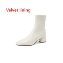 가을신발 여성용 앵클 스트레치 두꺼운 스퀘어 토 미디엄 용수철 가을 수제