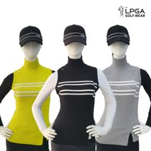 LPGA 골프 웨어 여성 가을 하이넥 골지 니트 베스트 조끼 L193KV607P