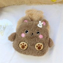 손난로 Cute Hand Warmer Portable Plush Girls Warm Tail Cat Hot Water Bottle Mini Bag Pocket Feet Bags, [08] brown bear