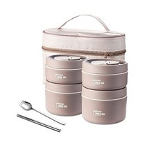 휴대용 식품 저장 용기 단열 도시락 용기 세트 쌓을 수 있는 상자 스테인리스 스틸, brown 4 Tier