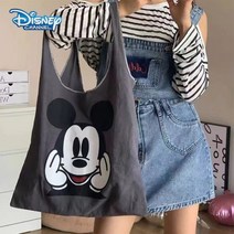 디즈니 미키마우스 가방 여성 캔버스 숄더백 귀여운 캐주얼 핸드백 토트백 쇼핑백 재사용 가능한 대용량 파티 생일 집들이 선물