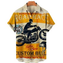 뜨거운 판매 하와이 셔츠 남성용 route 66 오토바이 아메리칸 셔츠 3d 프린트 탑스 힙합 록 남성 의류 camisa masculina, ofsz-00210, 유럽 ​​크기-5xl