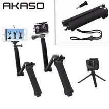 아카소 Akaso 휴대용 삼각대 selfie 스틱 3 1 확장 가능한 monopod 아이폰 8 삼성 akaso 스포츠 카메라 3방향 Sports 스마트폰 멀티 트레킹 짐벌 셀카봉, 1개, 아카소T2
