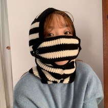 겨울 도둑 바라클라바 니트 넥워머 페이크 후드 모자