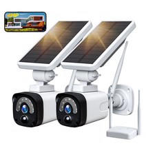 가정용CCTV 실외용 초고화질 CCTV 캠프용 태양광 발전 카메라 야외 방수 100% 가정용 무선 배터리 감시 보안 카메라 시스템 4MP, 7.미국 플러그 - 2 Cameras add 64G