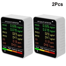 6인 1 PM2.5 PM10 HCHO TVOC 공기질 측정기 포름알데히드 모니터 홈 오피스 품질 테스터, 05 2피스s White