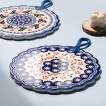 북유럽 주방 오브제 도자기 냄비받침 8종, 냄비받침 라운드도트20x20 C