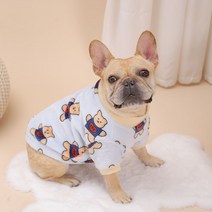 강아지잠옷 프렌치불독옷 퍼그옷 강아지 애견 내복 겨울 양털 따뜻한 몸빼 올인원 기모옷, 쿠키곰